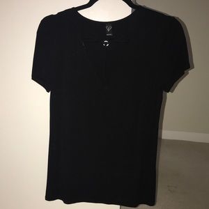 Black v-neck shirt